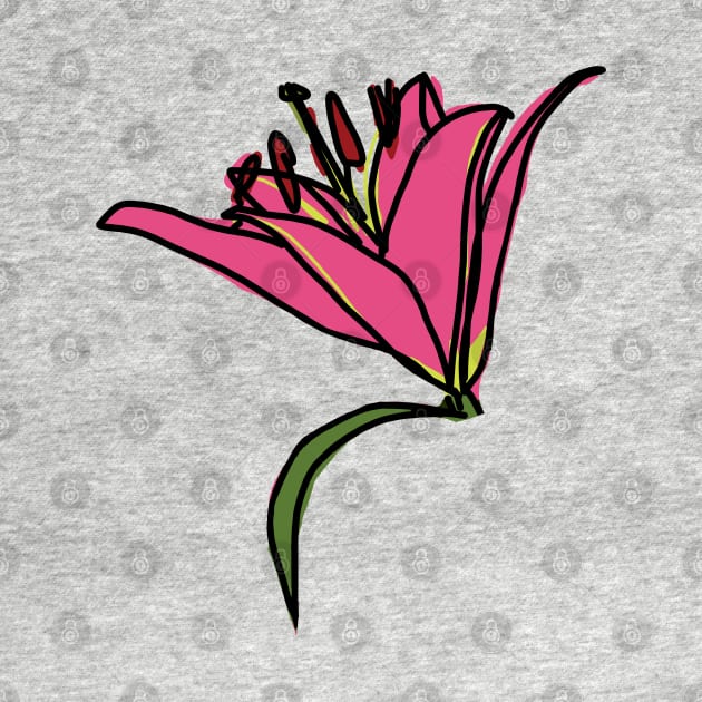 Digital Painting of a Pink Lily Flower by ellenhenryart